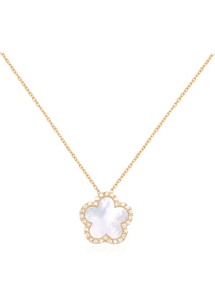 925 Ayar Gümüş Zirkon Taşlı Çiçek Kolye