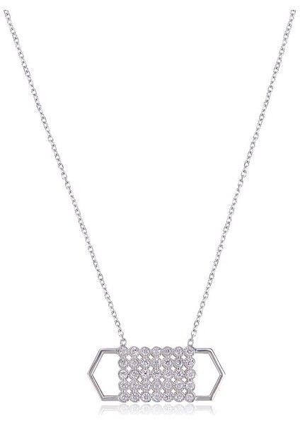 Silver 925 Ayar Zirkon Taşlı Geometrik Şekilli Kolye