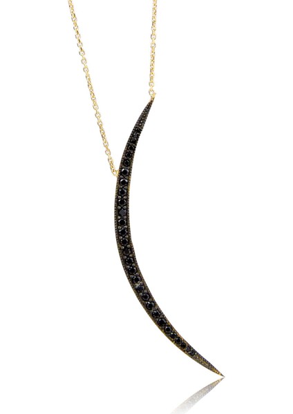 925 Ayar Gümüş Zirkon Taşlı Hilal Kolye