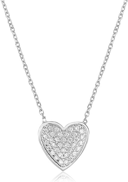 925 Ayar Gümüş Zirkon Taşlı Kalp Kolye