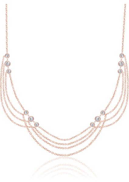 925 Ayar Zirkon Taşlı Zincir Kolye