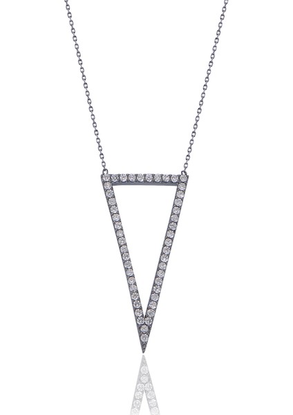 925 Ayar Gümüş Zirkon Taşlı Üçgen Kolye
