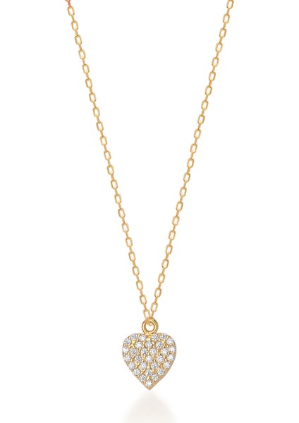 Altın Kaplama Minimal Tasarımlı Kalp Gümüş Kolye