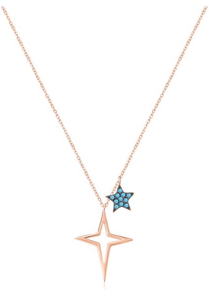 925 Ayar Gümüş Zirkon Taşlı Kutup Yıldızı Kolye