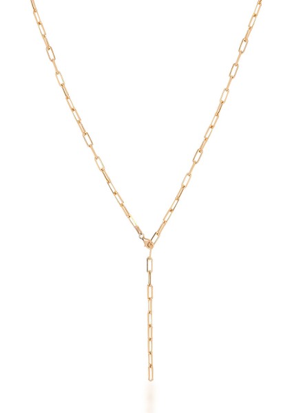 Silver 925 Ayar 65 cm Dikdortgen Geçmeli Zincir