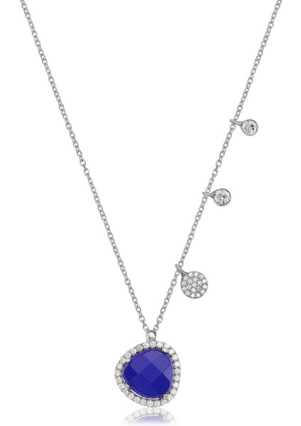 925 Ayar Gümüş Asimetrik Taşlı Kolye