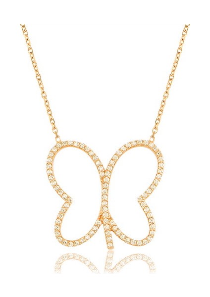 Silver 925 Ayar Zirkon Taşlı Kelebek Kolye