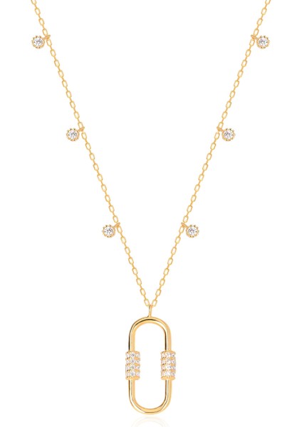 925 Ayar Zirkon Taşlı Çengel Kolye