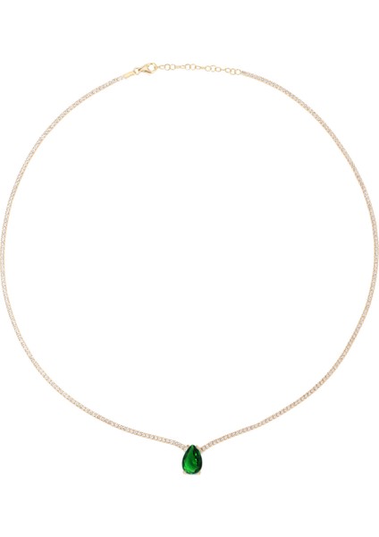 925 Ayar Zirkon Taşlı Damla Kolye