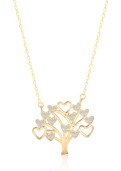 925 Ayar Zirkon Taşlı Ağaç Kolye