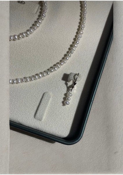 Sertifikalı Gerçek 4 mm Inci Kolye Bileklik ve Küpe Set 925 Ayar Gümüş Aparatlı