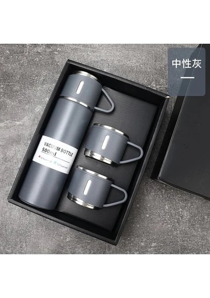 Üç Kapaklı Vacuum Flask Paslanmaz Çelik Termos 500 ml fiyatları