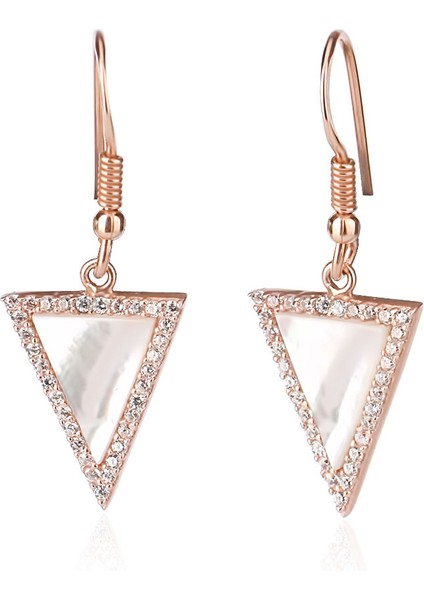 Rose Altın Kaplama Sedefli Üçgen Gümüş Küpeler, Her Tarzın Vurgulayıcı Takıları Arasında!