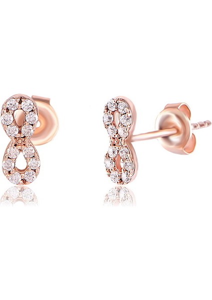 Rose Altın Kaplama Sonsuzluk Gümüş Küpe, Sevdiğinize Verebileceğiniz En Anlamlı Hediye!