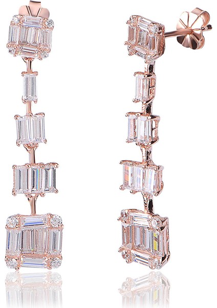 Altın Kaplamalı Sallantılı Baget Taşlı Gümüş Küpeler, En Fazla Tercih Edilenler Listesinde!