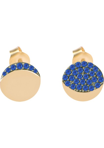 925 Ayar Gümüş Yuvarlak Siyah Taşlı Küpe