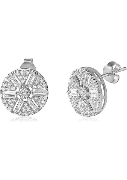 Gümüş Rengi Kaplama Yuvarlak Gümüş Küpeler