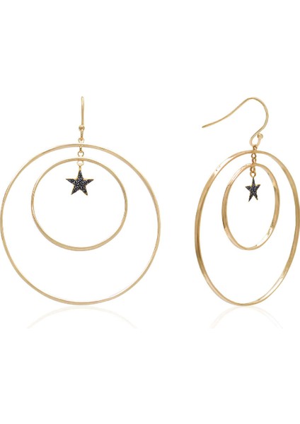 925 Ayar Gümüş Yıldızlı Çift Halka Küpe