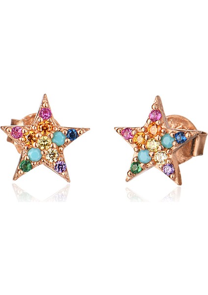 925 Ayar Zirkon Taşlı Yıldız Küpe