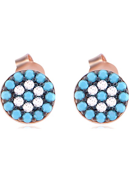 Silver 925 Ayar Zirkon Taşlı Yuvarlak Desenli Küpe