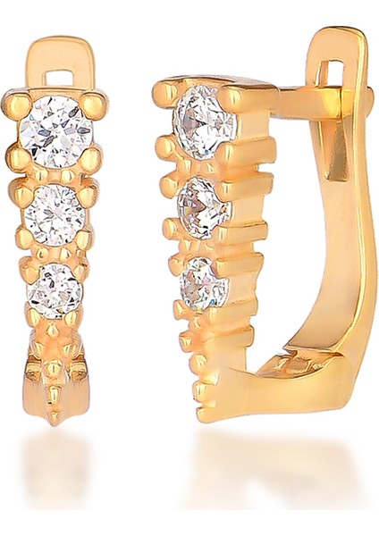 925 Ayar Gümüş 3 Taşlı Küpe