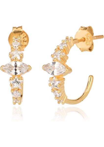 925 Ayar Zirkon Taşlı Yıldız Küpe