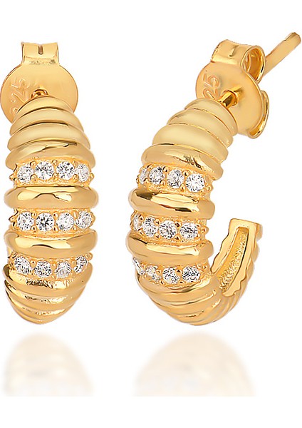 925 Ayar Zirkon Taşlı Halka Küpe