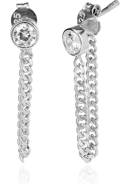 925 Ayar Zirkon Taşlı Yuvarlak Küpe