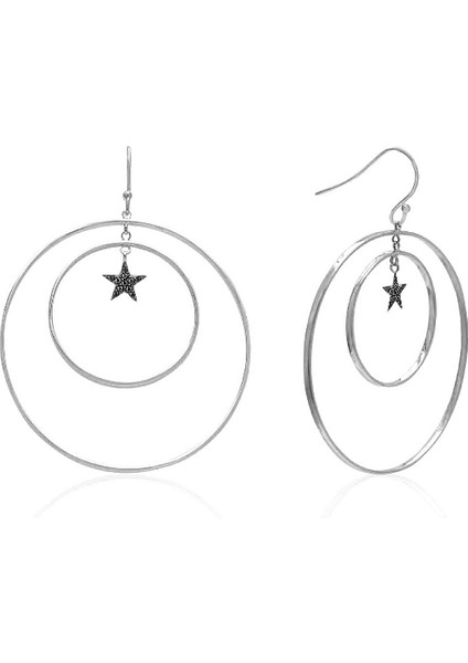 925 Ayar Gümüş Yıldızlı Çift Halka Küpe