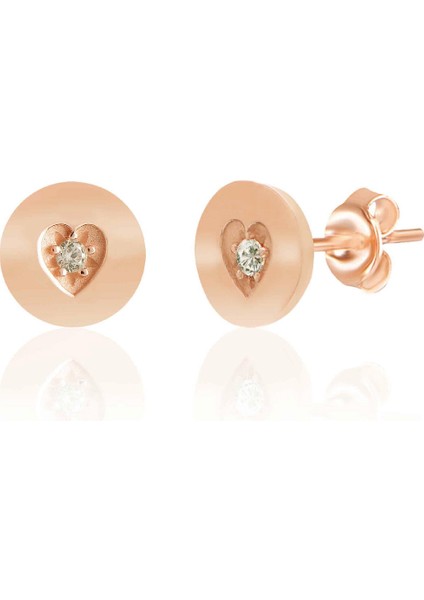 925 Ayar Gümüş Zirkon Taşlı Kalp Küpe