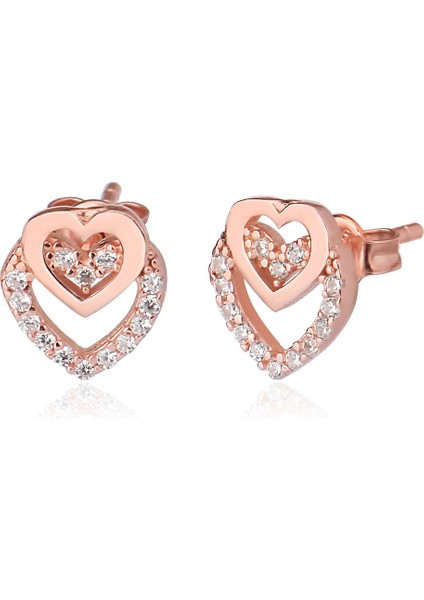 Silver 925 Ayar Taşlı Kalp Küpe