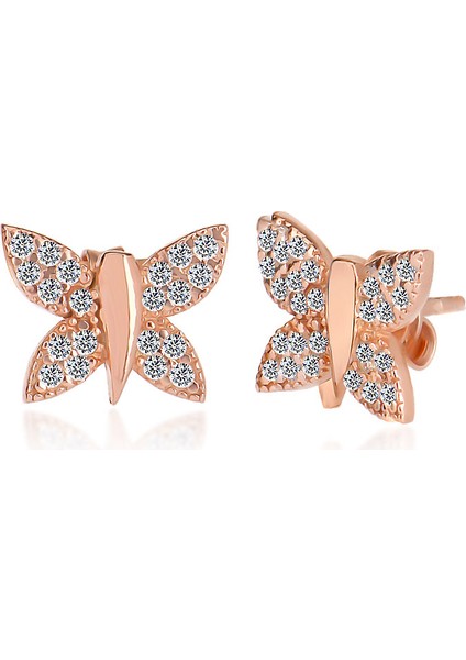 Silver 925 Ayar Taşlı Kelebek Küpe