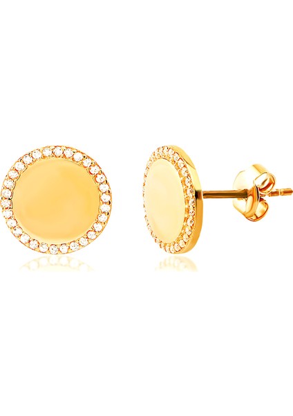 925 Ayar Gümüş Zirkon Taşlı Yuvarlak Küpe