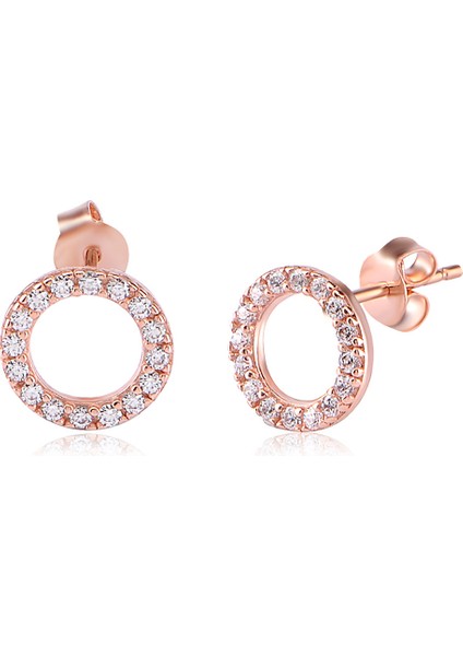 Silver 925 Ayar Zirkon Taşlı Yuvarlak Küpe