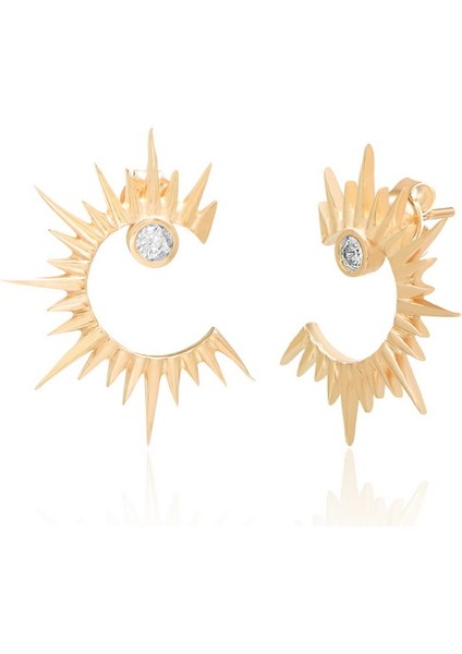 925 Ayar Gümüş Zirkon Taşlı Güneş Küpe