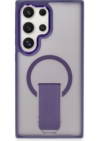 Newface Samsung Galaxy S23 Ultra Tork Magsafe Standlı Kapak - Derin Mor