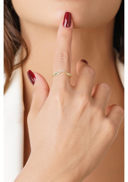 14 Ayar Altın Taşlı Yaprak Yüzük fırsatları