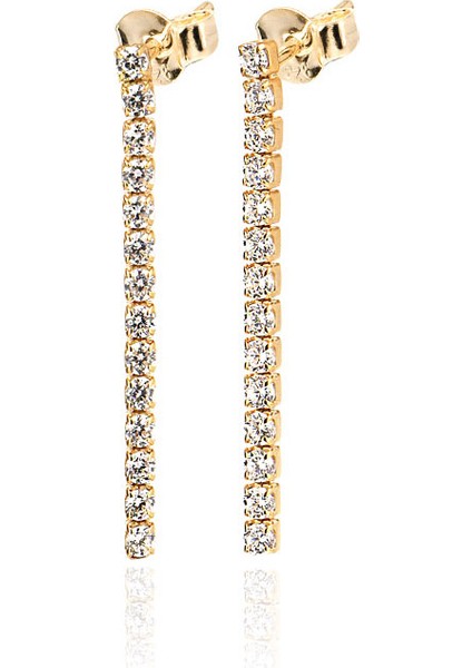 925 Ayar Zirkon Taşlı Su Yolu Küpe