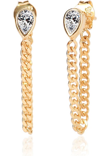 925 Ayar Zirkon Taşlı Damla Küpe