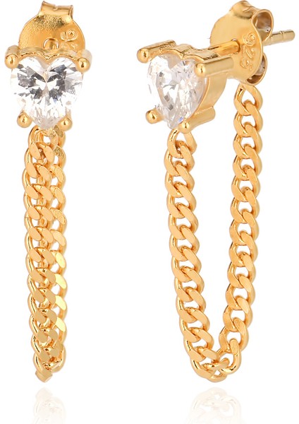 925 Ayar Zirkon Taşlı Kalp Küpe