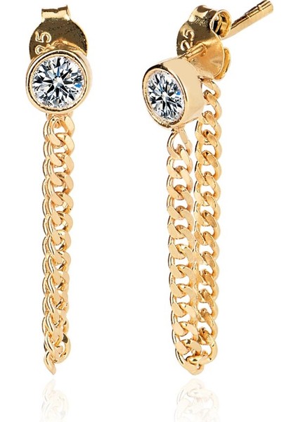 925 Ayar Zirkon Taşlı Yuvarlak Küpe