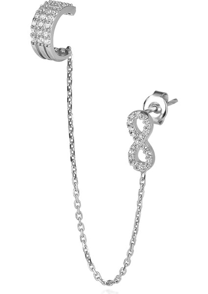 Silver 925 Ayar Zirkon Taşlı Sonsuzluk Küpe