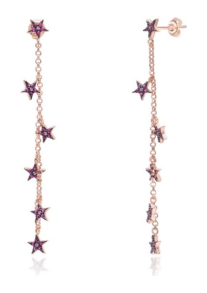 925 Ayar Gümüş Yıldız Sallantılı Küpe