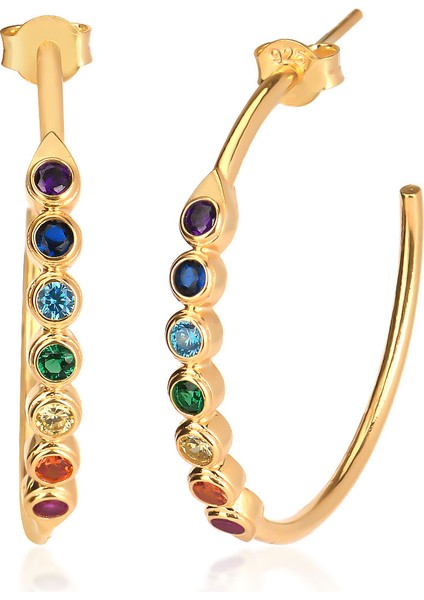 925 Ayar Zirkon Taşlı Halka Küpe