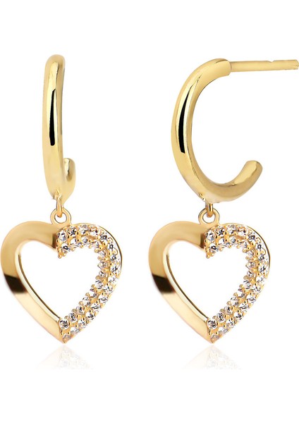 Silver 925 Atar Taşlı I Kalp Küpe