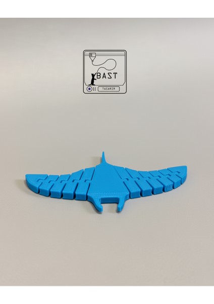 Bast Tasarım 3D Yazıcı Hareketli Eklemli Vatoz Balığı Oyuncak Figür