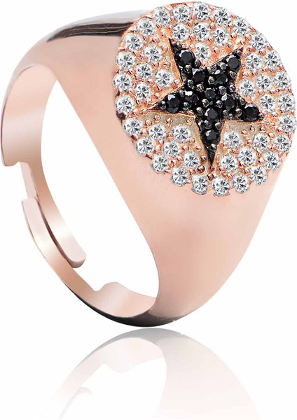 Silver 925 Ayar Zirkon Taşlı Yıldız Desenli Yüzük