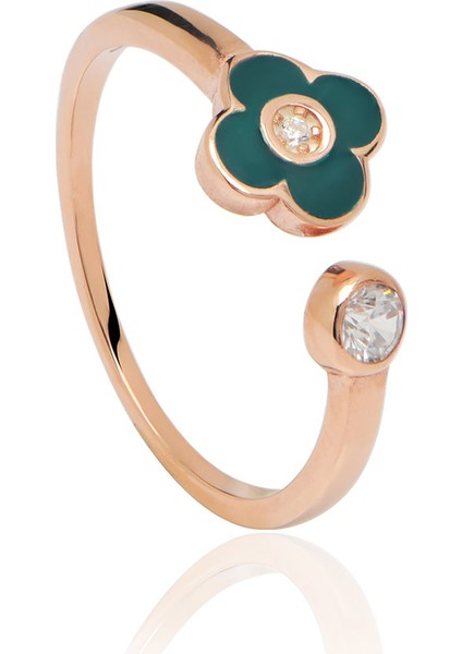 Silver 925 Ayar Zirkon Taslı Yonca Yüzük