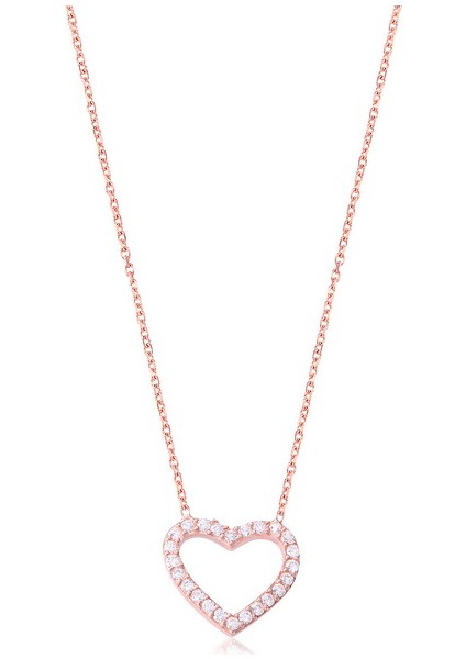 925 Ayar Gümüş Zirkon Taşlı U&i Kalp Kolye