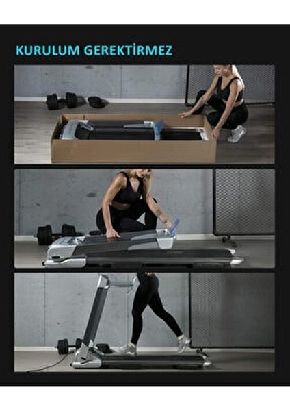 Plus Katlanabilir Koşu Bandı 2,5 hp Motor Gücü Eğim Özelliği Yok 0-14 km/s Hız